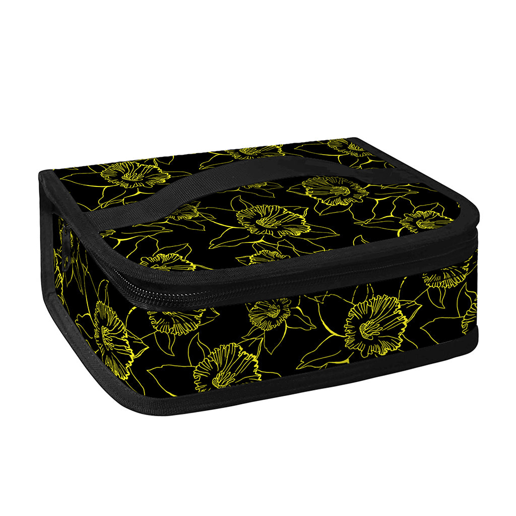 Black And Yellow Daffodil Pattern Print Small Lunch Bag