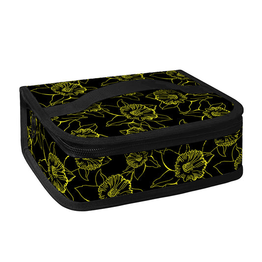Black And Yellow Daffodil Pattern Print Small Lunch Bag