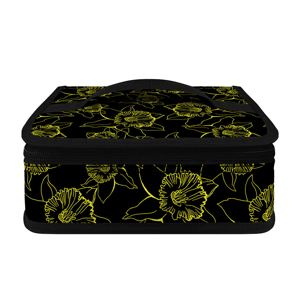 Black And Yellow Daffodil Pattern Print Small Lunch Bag