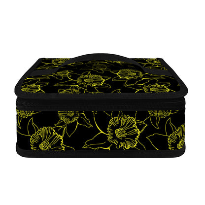Black And Yellow Daffodil Pattern Print Small Lunch Bag