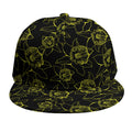 Black And Yellow Daffodil Pattern Print Snapback Cap