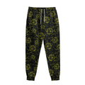 Black And Yellow Daffodil Pattern Print Sweatpants