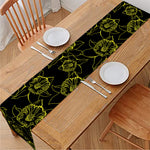 Black And Yellow Daffodil Pattern Print Table Runner