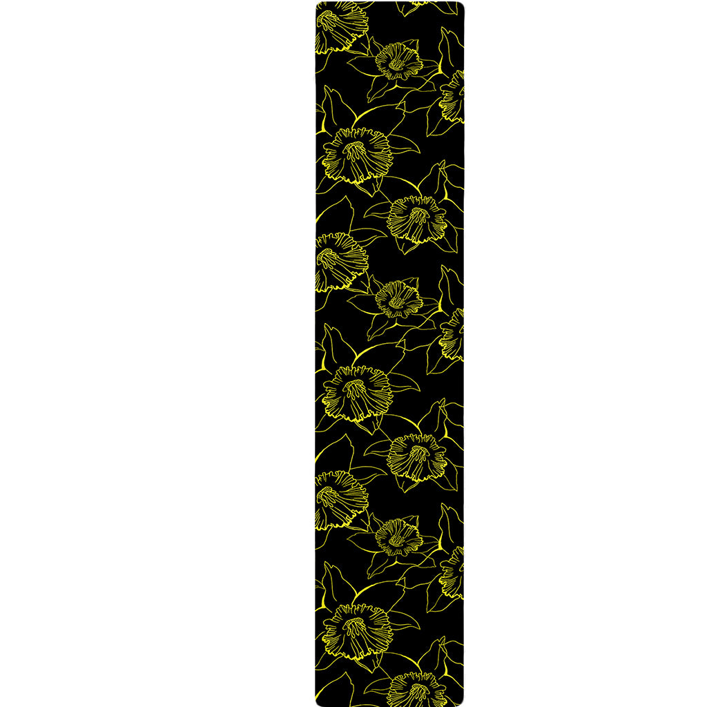 Black And Yellow Daffodil Pattern Print Table Runner