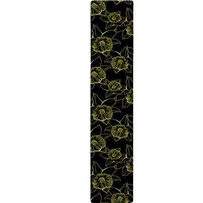 Black And Yellow Daffodil Pattern Print Table Runner