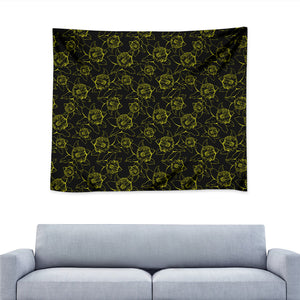 Black And Yellow Daffodil Pattern Print Tapestry
