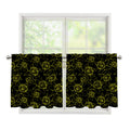 Black And Yellow Daffodil Pattern Print Tier Curtains