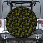 Black And Yellow Daffodil Pattern Print Tire Cover