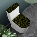 Black And Yellow Daffodil Pattern Print Toilet Lid And Tank Cover Set