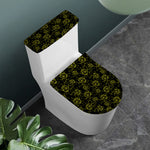 Black And Yellow Daffodil Pattern Print Toilet Lid And Tank Cover Set
