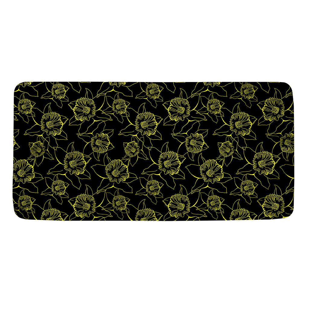 Black And Yellow Daffodil Pattern Print Towel