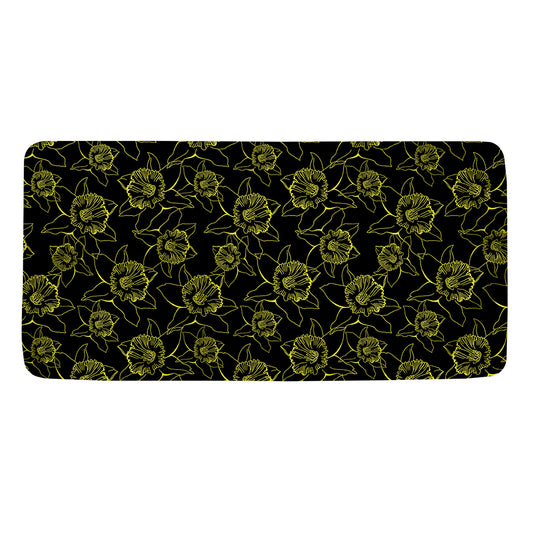 Black And Yellow Daffodil Pattern Print Towel