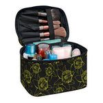 Black And Yellow Daffodil Pattern Print Travel Makeup Bag