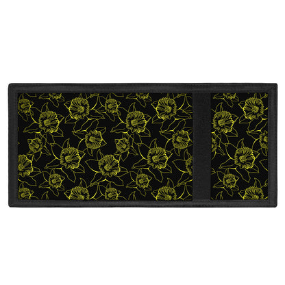 Black And Yellow Daffodil Pattern Print Trifold Wallet