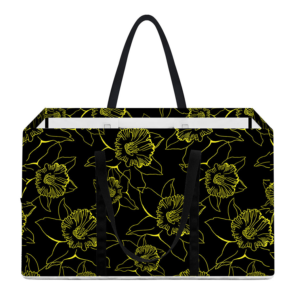 Black And Yellow Daffodil Pattern Print Utility Tote Bag