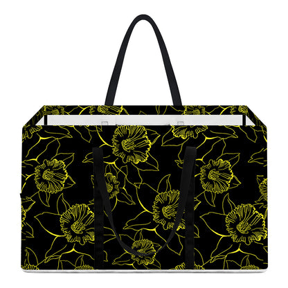 Black And Yellow Daffodil Pattern Print Utility Tote Bag