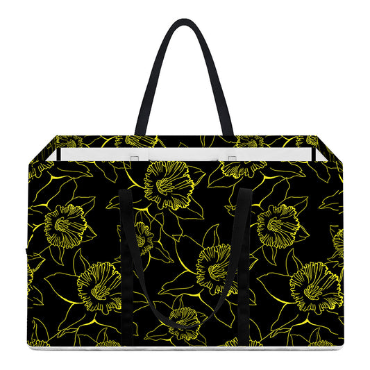 Black And Yellow Daffodil Pattern Print Utility Tote Bag