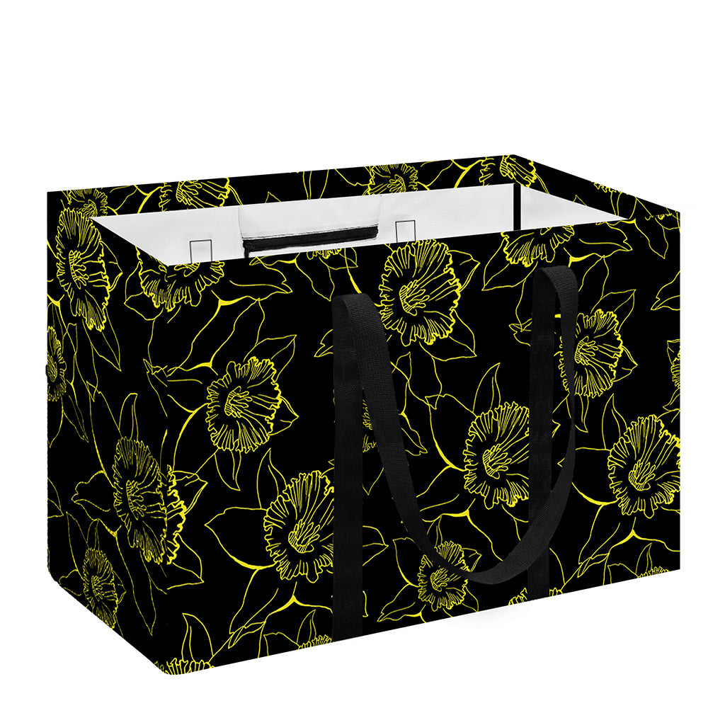 Black And Yellow Daffodil Pattern Print Utility Tote Bag