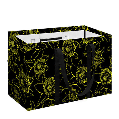 Black And Yellow Daffodil Pattern Print Utility Tote Bag
