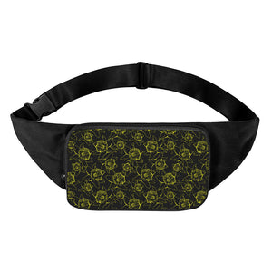 Black And Yellow Daffodil Pattern Print Waist Bag