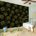 Black And Yellow Daffodil Pattern Print Wall Sticker