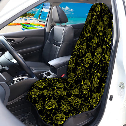 Black And Yellow Daffodil Pattern Print Waterproof Car Seat Cover