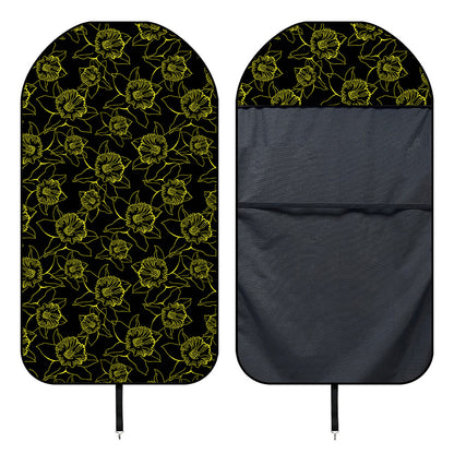 Black And Yellow Daffodil Pattern Print Waterproof Car Seat Cover