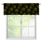 Black And Yellow Daffodil Pattern Print Window Valance