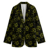 Black And Yellow Daffodil Pattern Print Women's Blazer