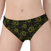 Black And Yellow Daffodil Pattern Print Women's Panties