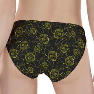 Black And Yellow Daffodil Pattern Print Women's Panties