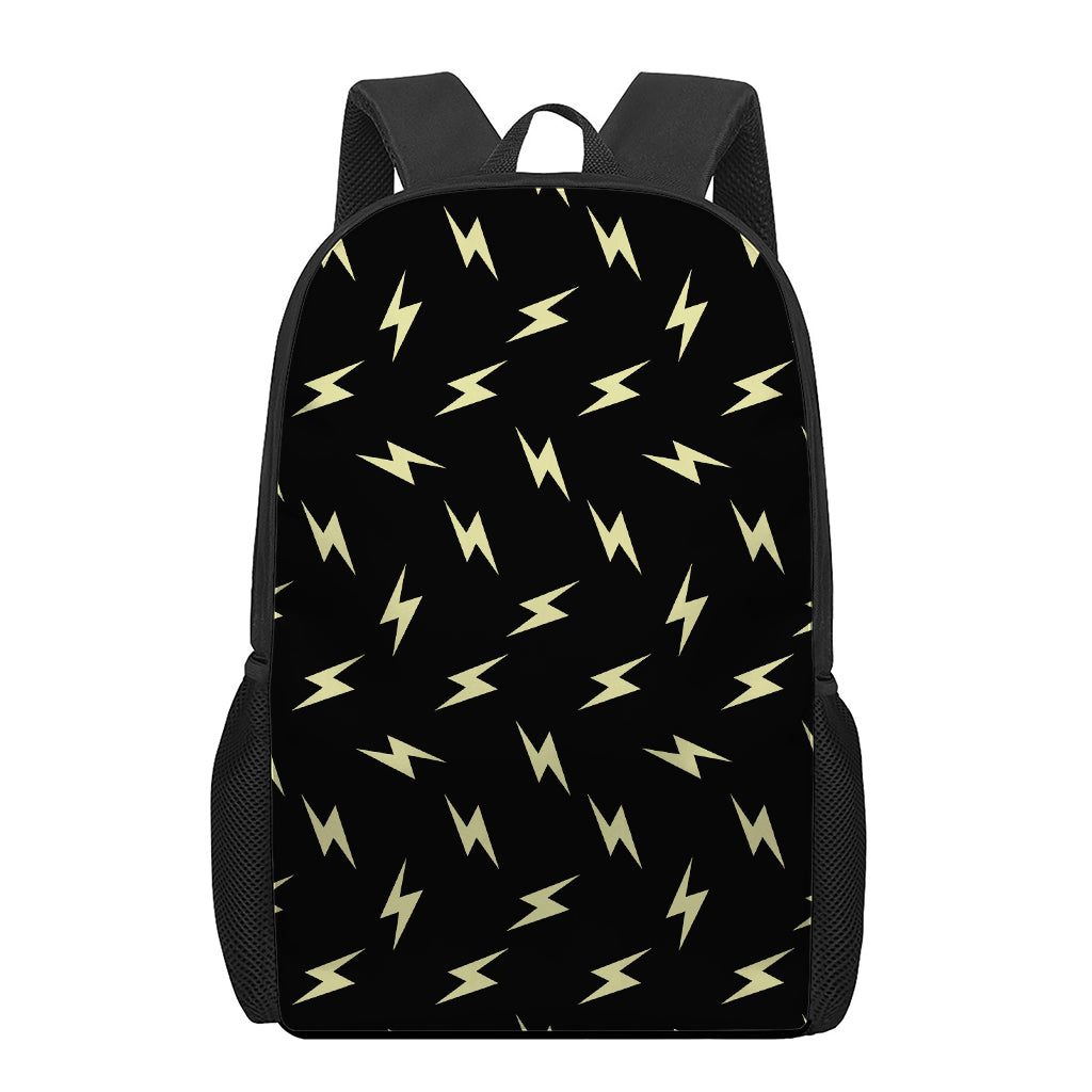 Black And Yellow Lightning Pattern Print 17 Inch Backpack