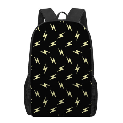 Black And Yellow Lightning Pattern Print 17 Inch Backpack