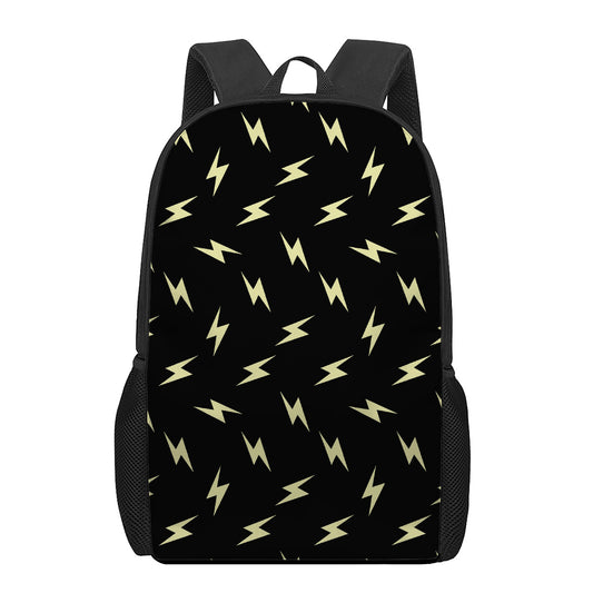 Black And Yellow Lightning Pattern Print 17 Inch Backpack