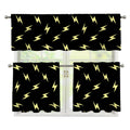 Black And Yellow Lightning Pattern Print 3 Piece Kitchen Curtains
