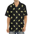 Black And Yellow Lightning Pattern Print Aloha Shirt