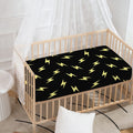 Black And Yellow Lightning Pattern Print Baby Crib Sheet