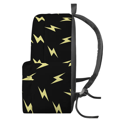 Black And Yellow Lightning Pattern Print Backpack