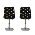 Black And Yellow Lightning Pattern Print Bar Stool Covers