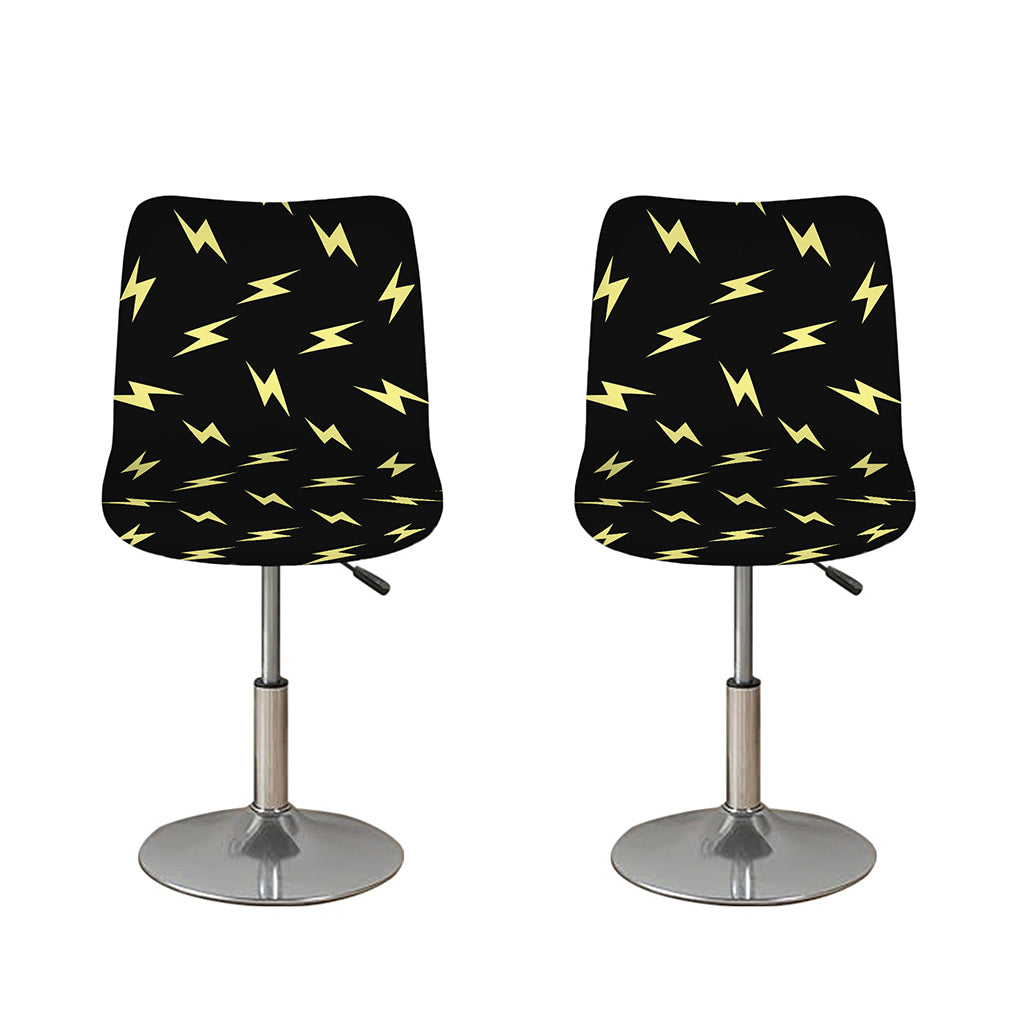 Black And Yellow Lightning Pattern Print Bar Stool Covers