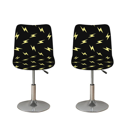 Black And Yellow Lightning Pattern Print Bar Stool Covers