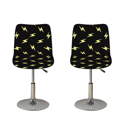 Black And Yellow Lightning Pattern Print Bar Stool Covers