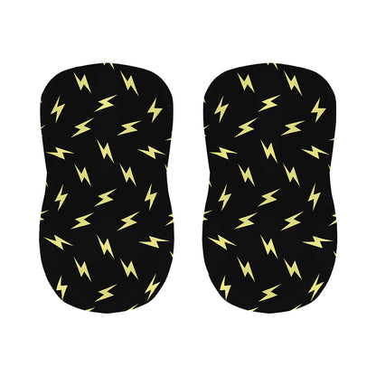 Black And Yellow Lightning Pattern Print Bar Stool Covers