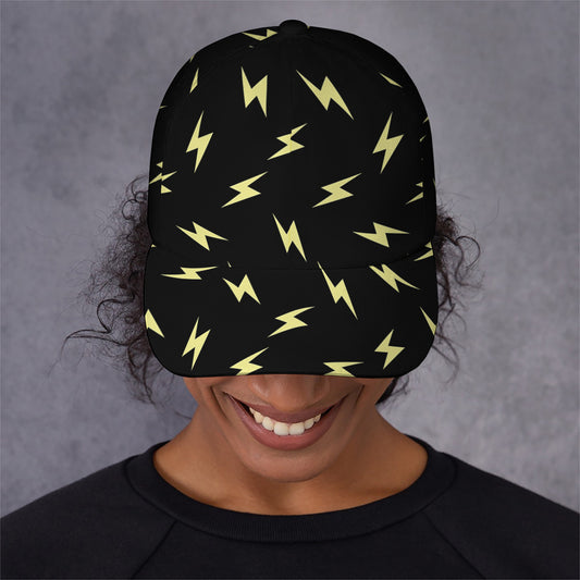 Black And Yellow Lightning Pattern Print Baseball Cap