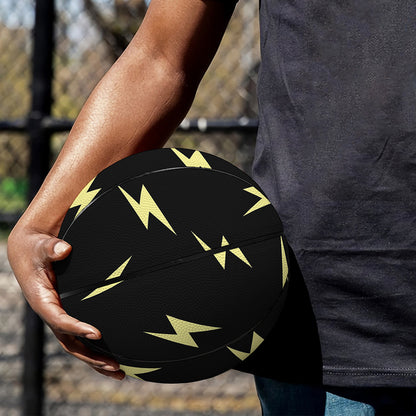 Black And Yellow Lightning Pattern Print Basketball