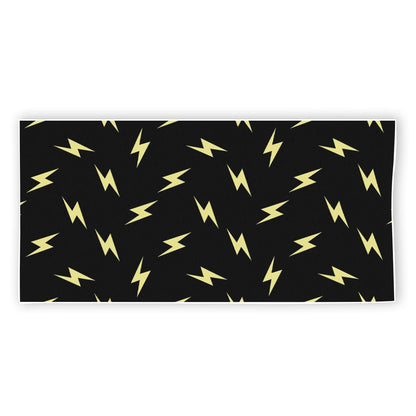 Black And Yellow Lightning Pattern Print Beach Towel