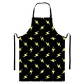 Black And Yellow Lightning Pattern Print Bib Apron With Pocket
