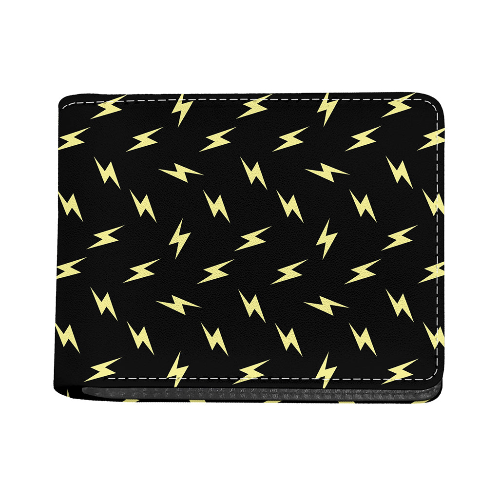 Black And Yellow Lightning Pattern Print Bifold Wallet
