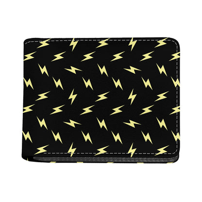 Black And Yellow Lightning Pattern Print Bifold Wallet
