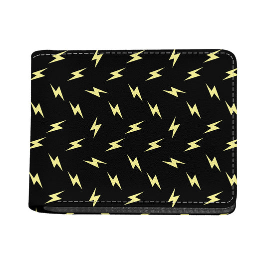 Black And Yellow Lightning Pattern Print Bifold Wallet